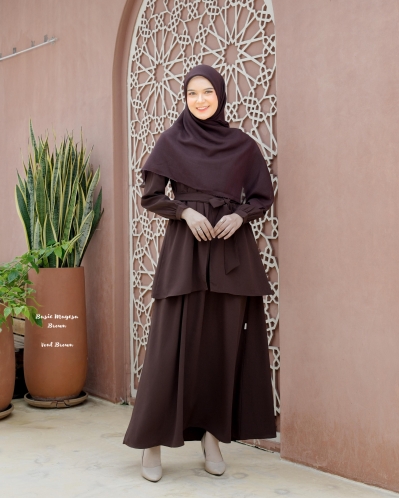 Michan - Gamis Dewasa - Mayesa BASIC Brown - Michan.co.id