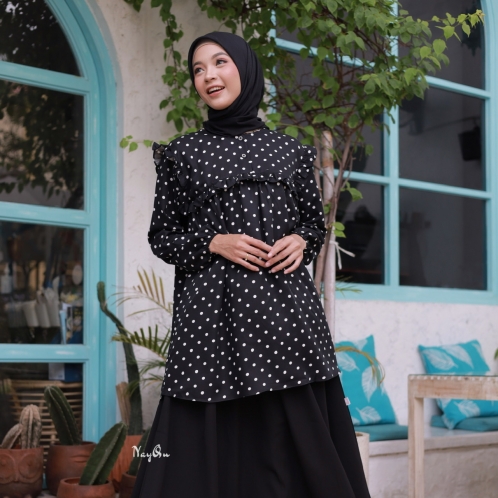 Michan - Atasan / Top - Caca POLKA NayQu Black - Michan.co.id
