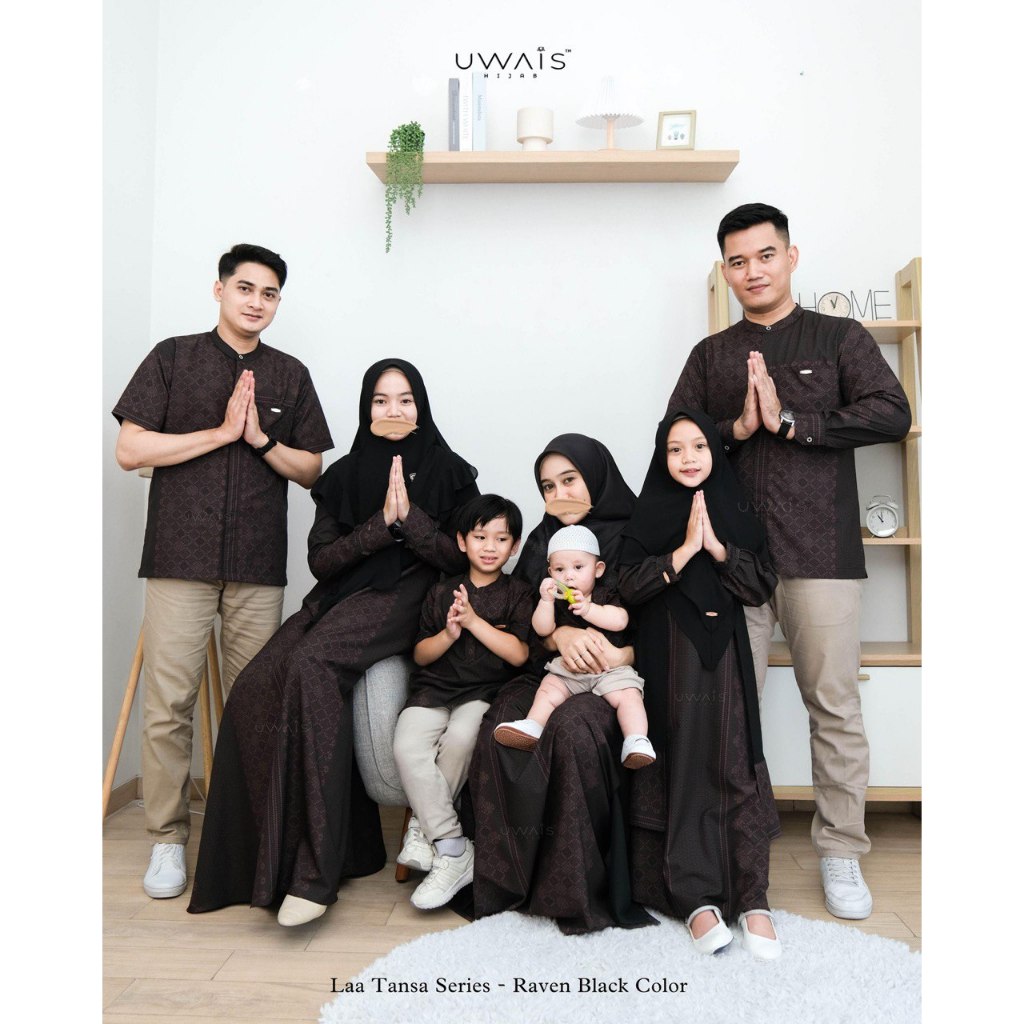 Uwais - Laa Tansa Series Sarimbit 2025 Raven Black  Family Set Keluarga Baju Lebaran Muslim