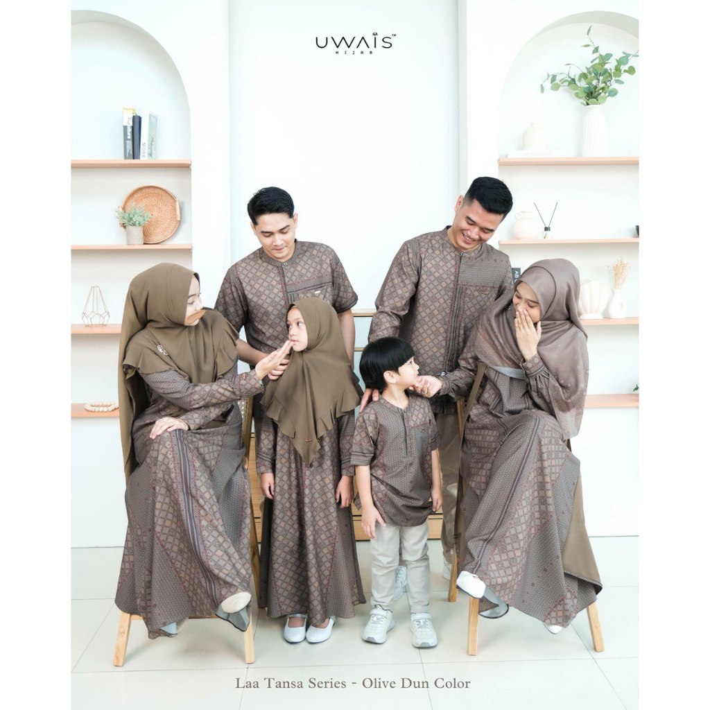 Uwais - Size Jumbo Laa Tansa Series Olive Dun Sarimbit 2025 Family Set Keluarga Baju Lebaran Muslim