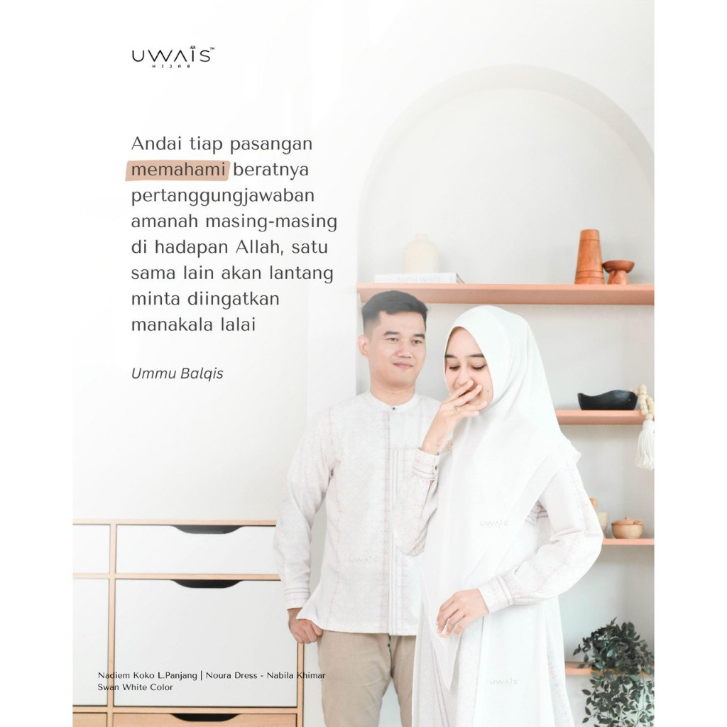 Uwais - Laa Tansa Series Sarimbit 2025 Swan White  Family Set Keluarga Baju Muslim