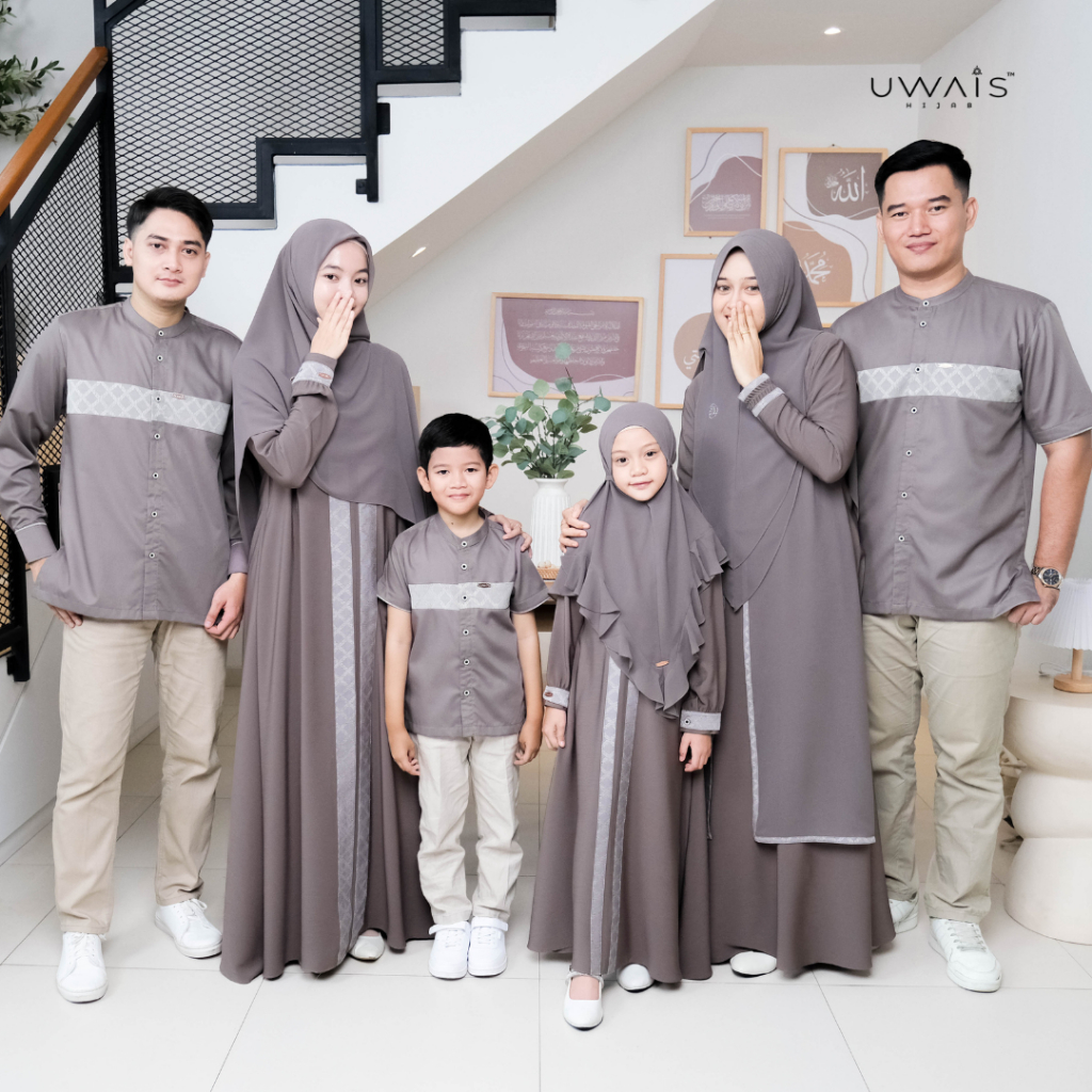 Uwais - Hayatuna Series Sarimbit 2025 Folkstone Set Keluarga Baju Lebaran Muslim Gamis Koko Khimar