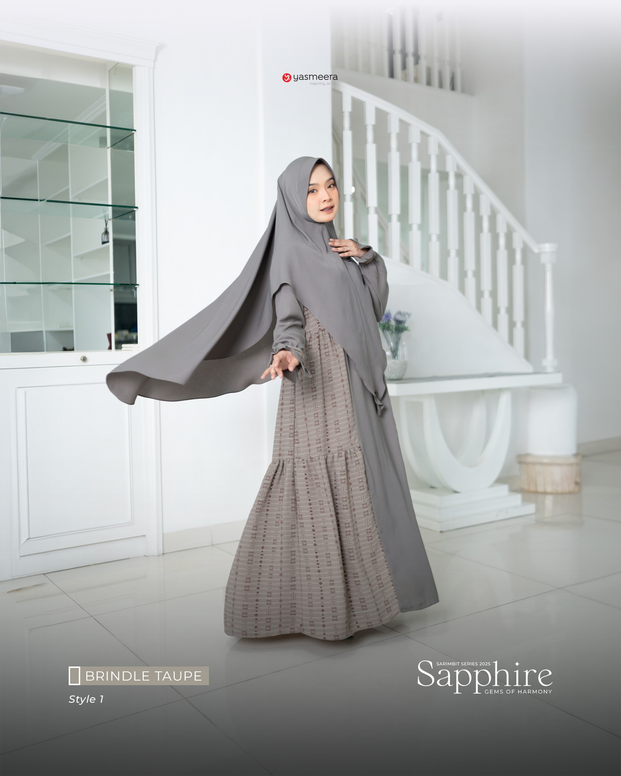 Yasmeera - SARIMBIT 2025 SAPPHIRE SERIES WARNA BRINDLE TAUPE thumb 6