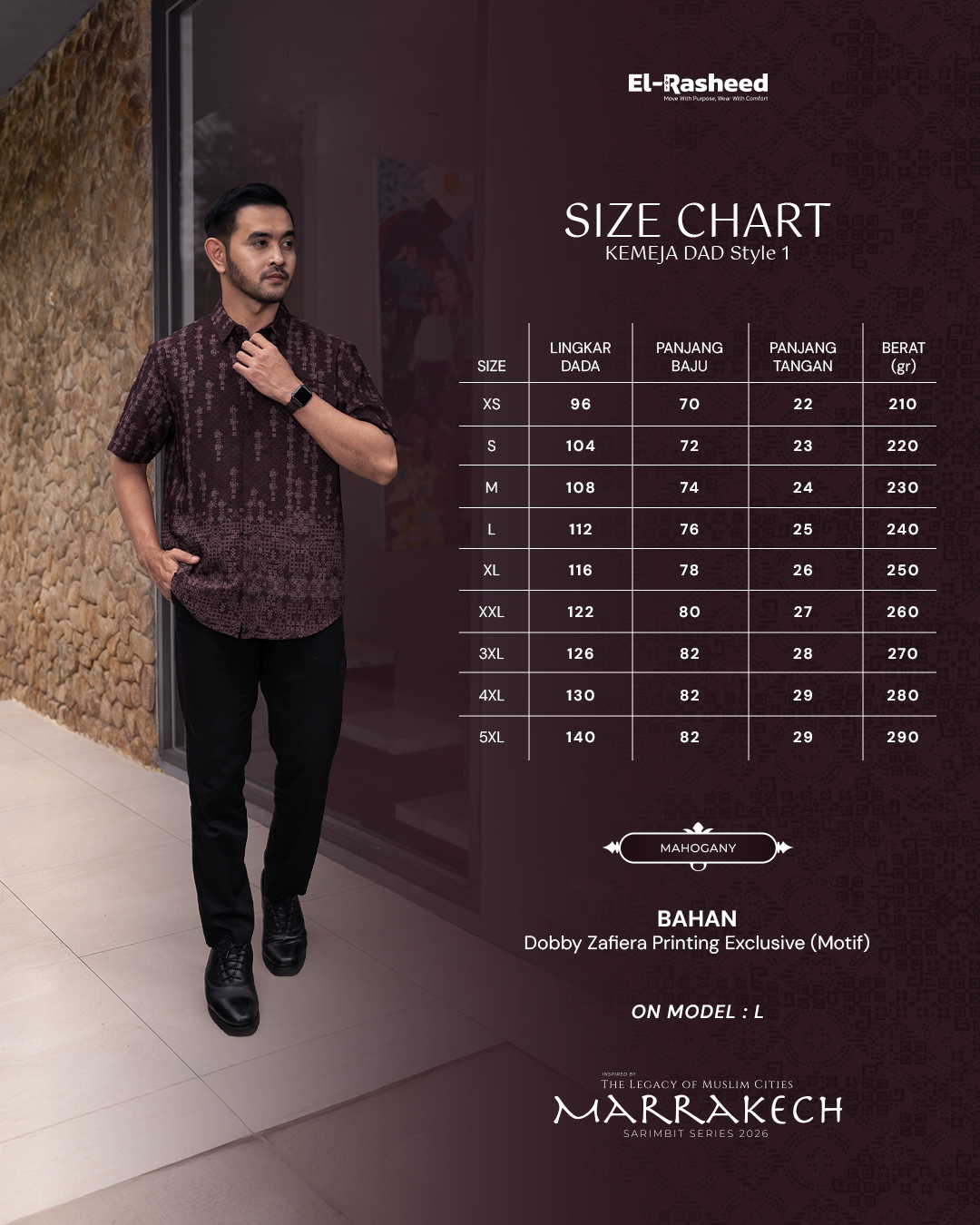 Yasmeera - KEMEJA MARRAKECH LENGAN PENDEK DEWASA GRADE B