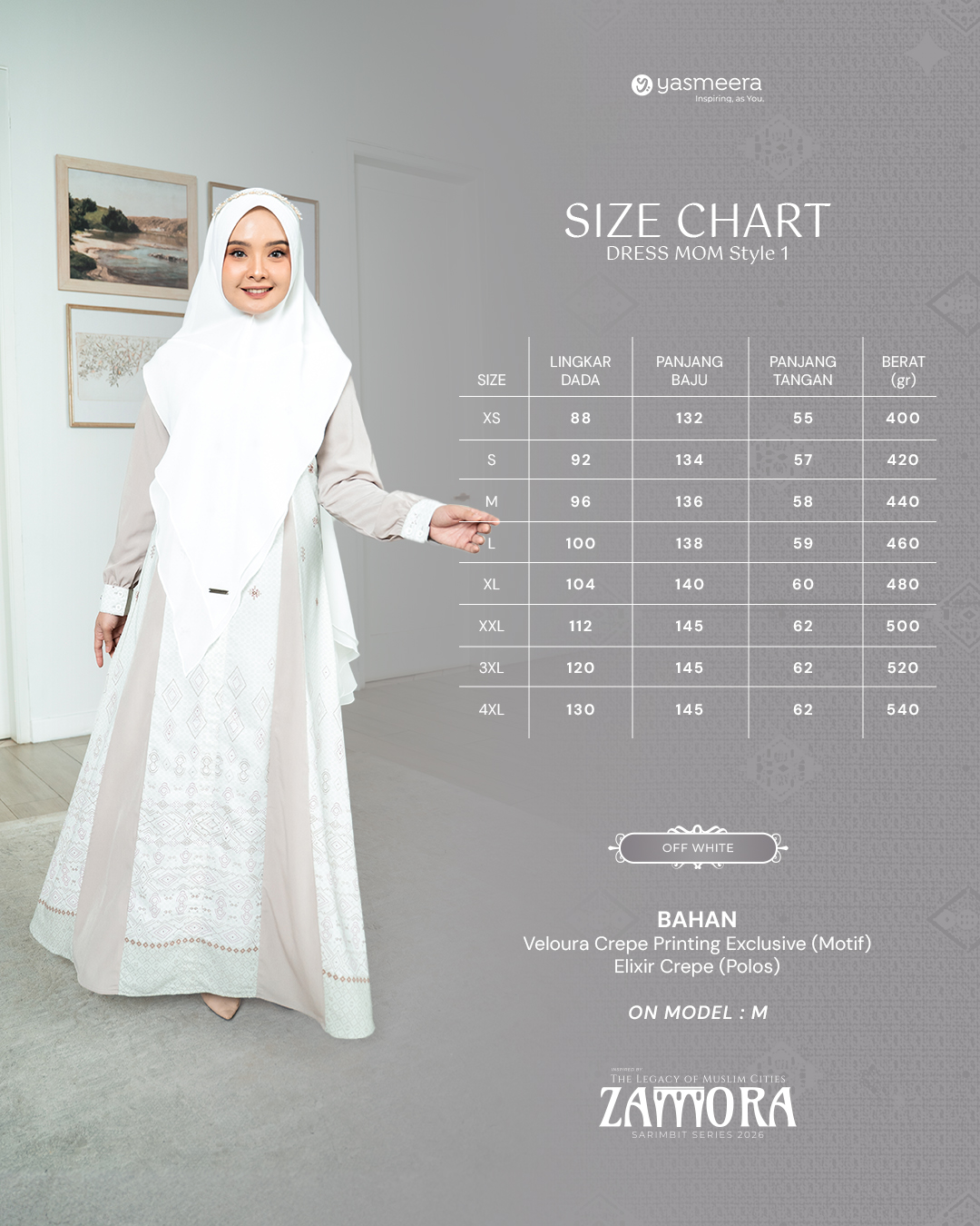 Yasmeera - GAMIS ZAMORA STYLE 1 DEWASA GRADE B thumb 25
