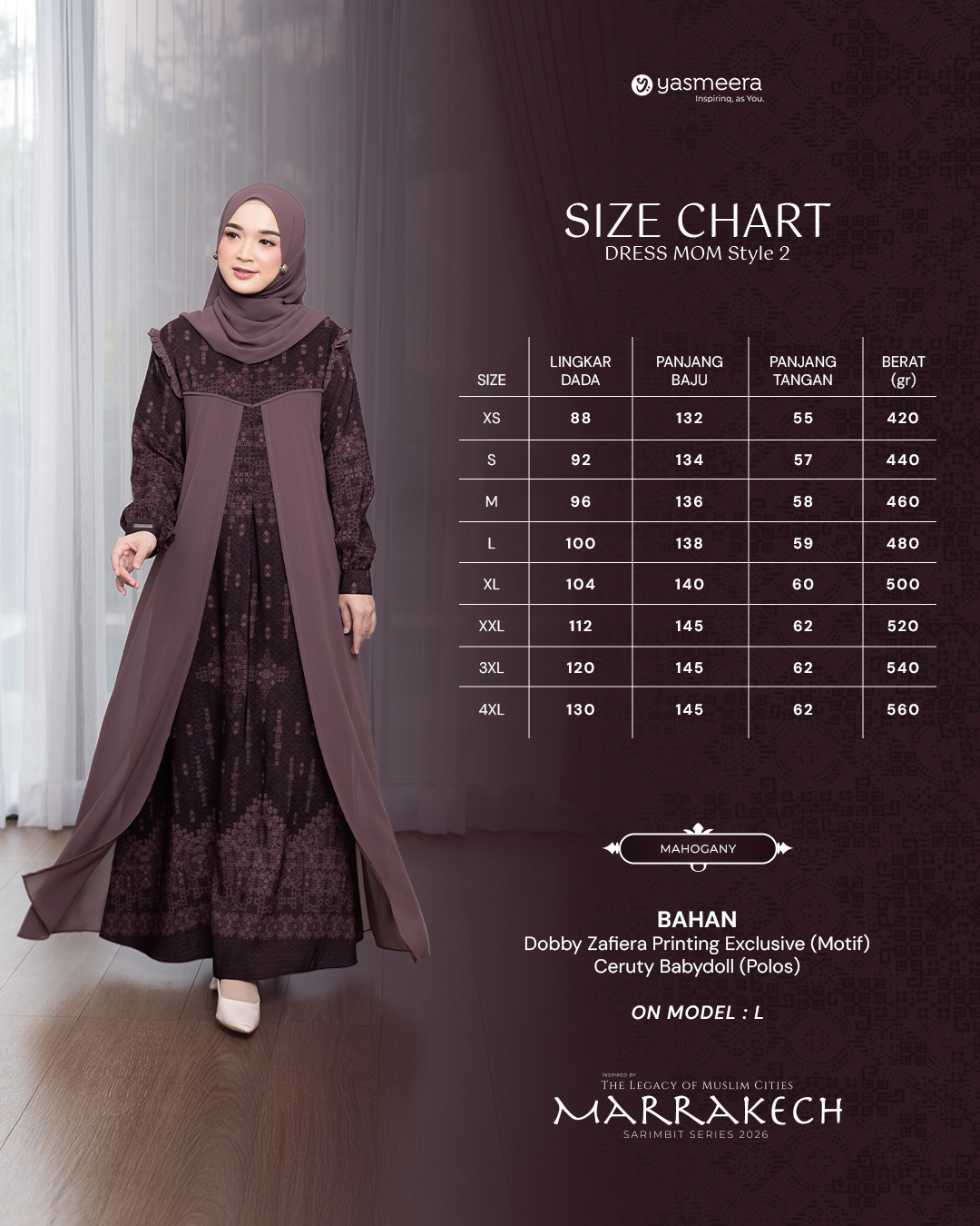 Yasmeera - GAMIS MARRAKECH STYLE 2 DEWASA GRADE B thumb 15