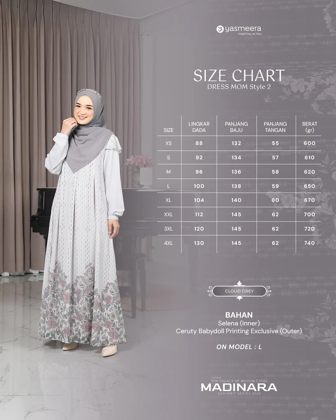 Yasmeera - MADINARA SERIES - CLOUD GREY thumb 11