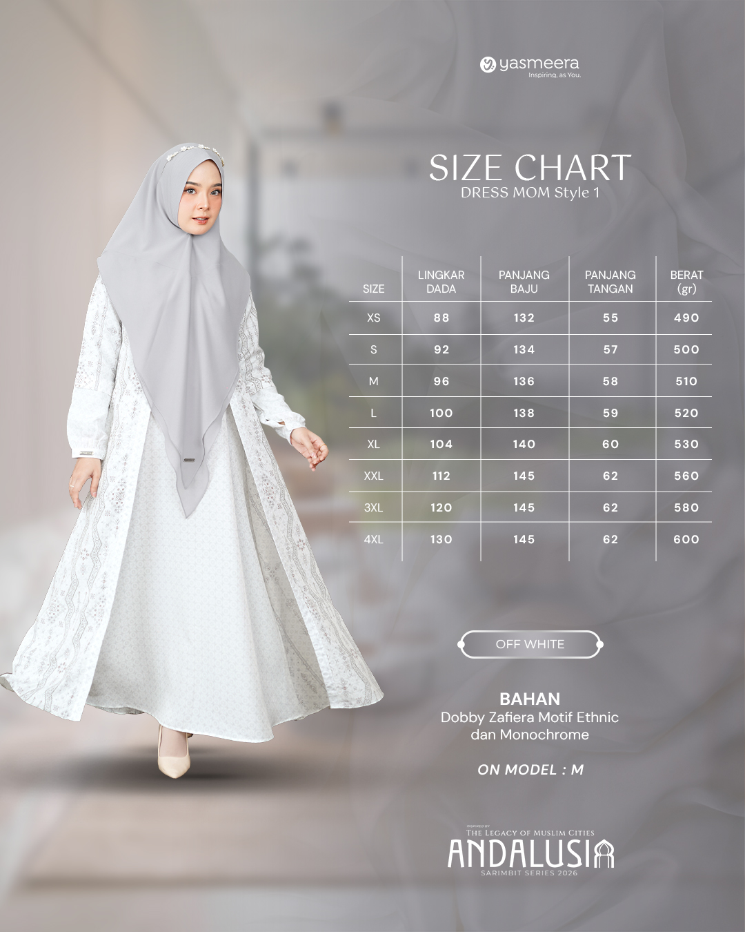 Yasmeera - GAMIS ANDALUSIA STYLE 1 DEWASA GRADE B thumb 10