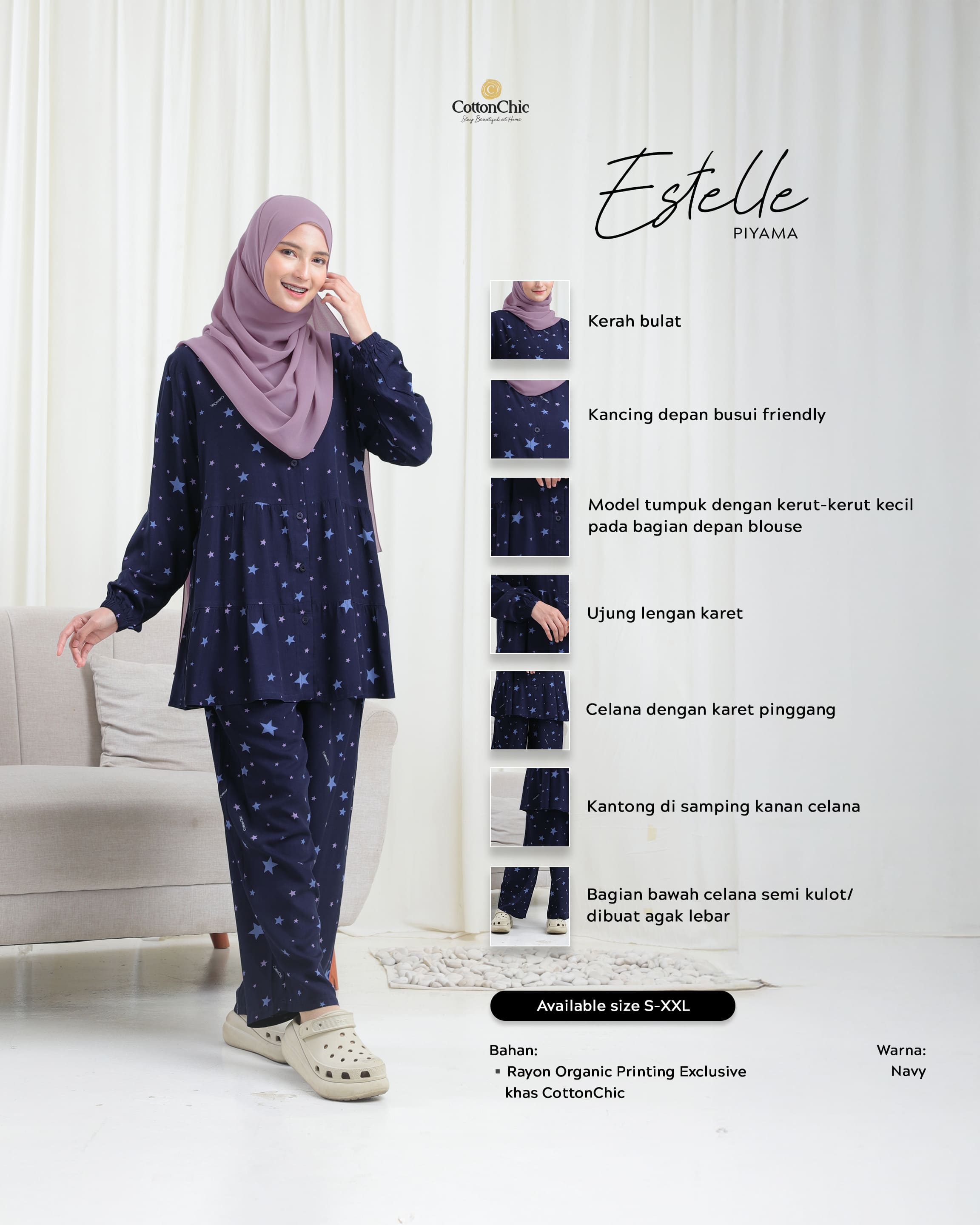 Yasmeera - PAJAMAS ESTELLE DEWASA thumb 6