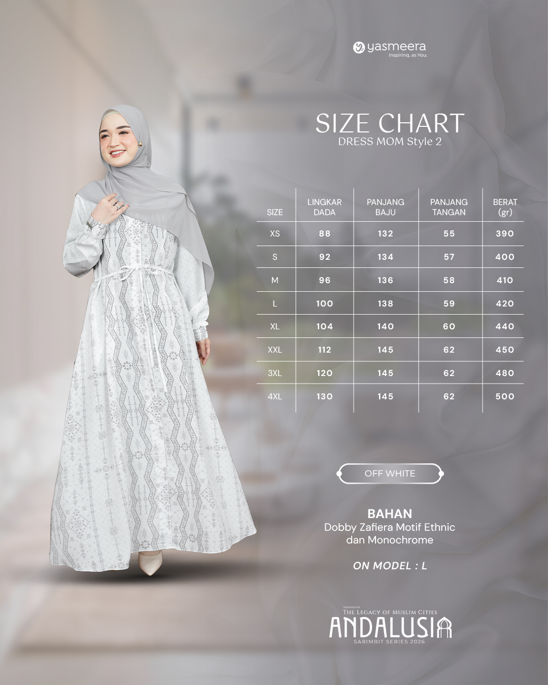 Yasmeera - GAMIS ANDALUSIA STYLE 2 DEWASA GRADE B thumb 10