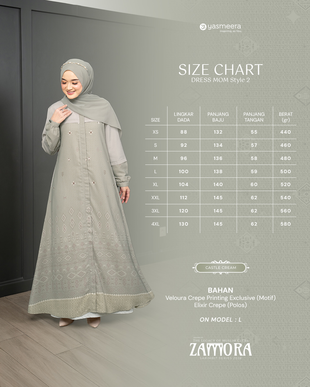 Yasmeera - ZAMORA SERIES - CASTLE CREAM