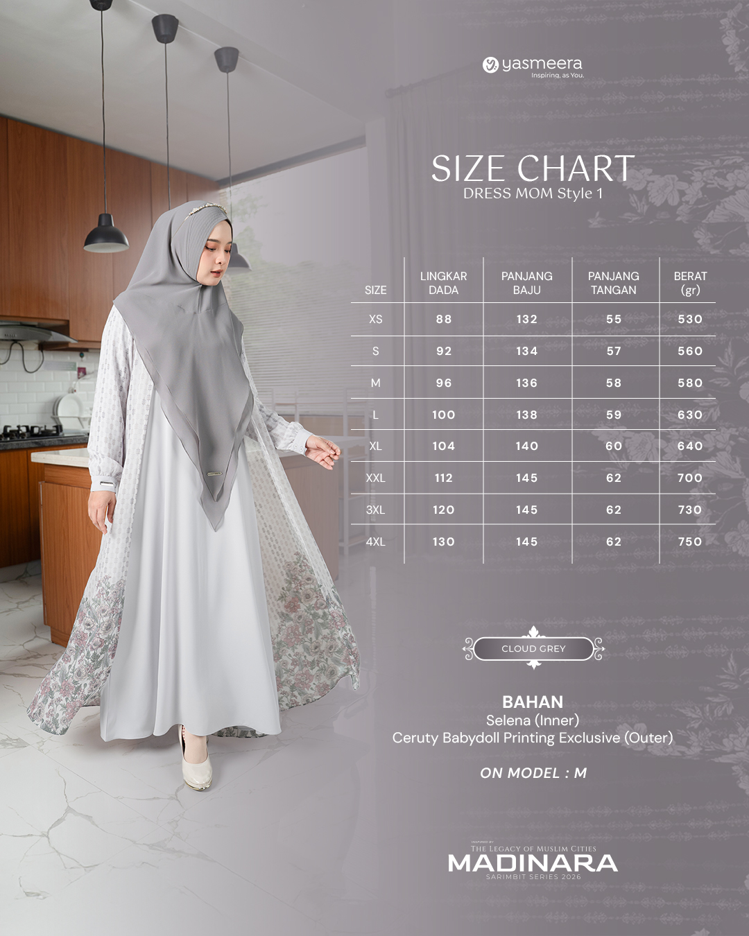 Yasmeera - GAMIS MADINARA STYLE 1 DEWASA GRADE B thumb 33