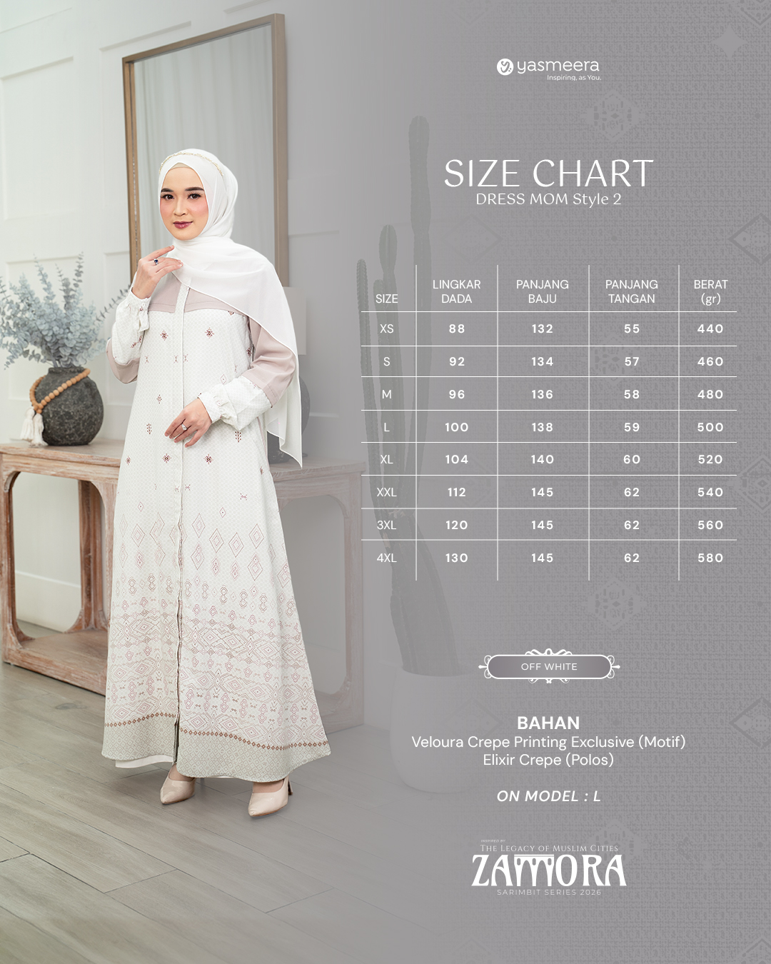 Yasmeera - GAMIS ZAMORA STYLE 2 DEWASA GRADE B thumb 5