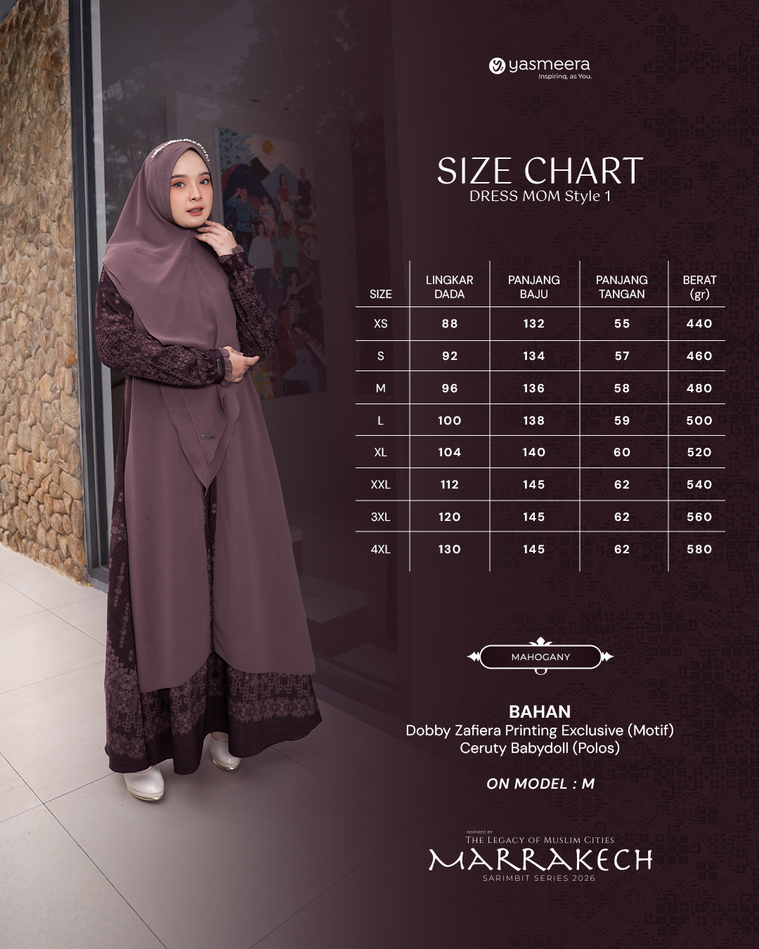 Yasmeera - GAMIS MARRAKECH STYLE 1 DEWASA GRADE B thumb 12