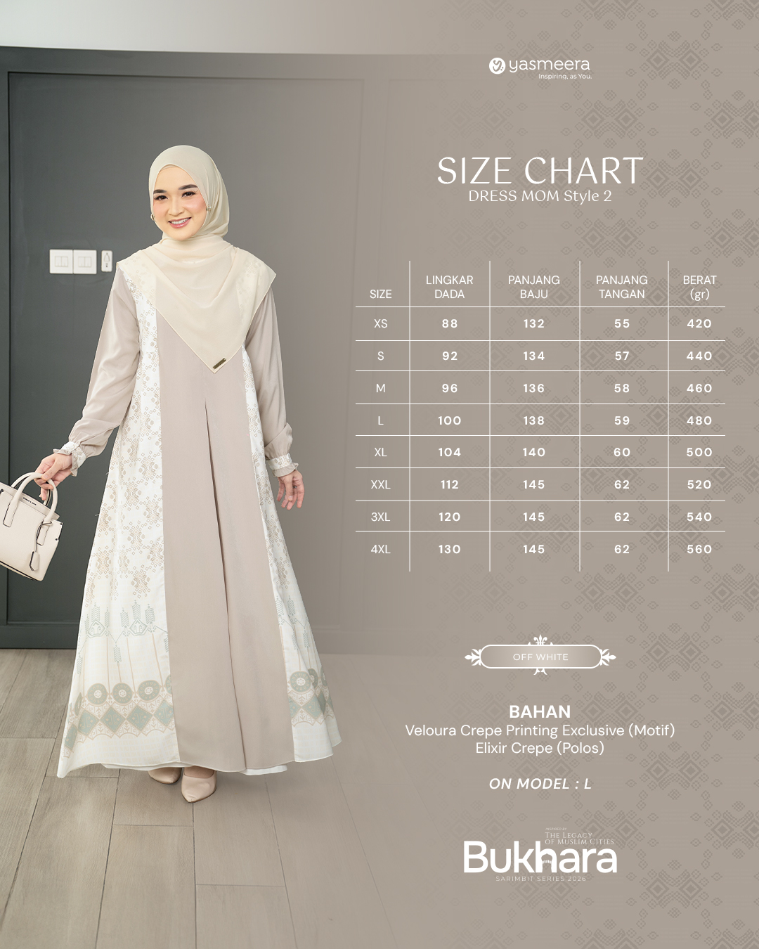 Yasmeera - GAMIS BUKHARA STYLE 2 DEWASA GRADE B thumb 40