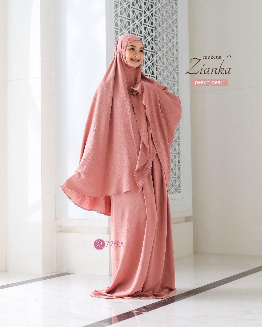 Zizara - Mukena Zianka Peach Pearl thumb 2
