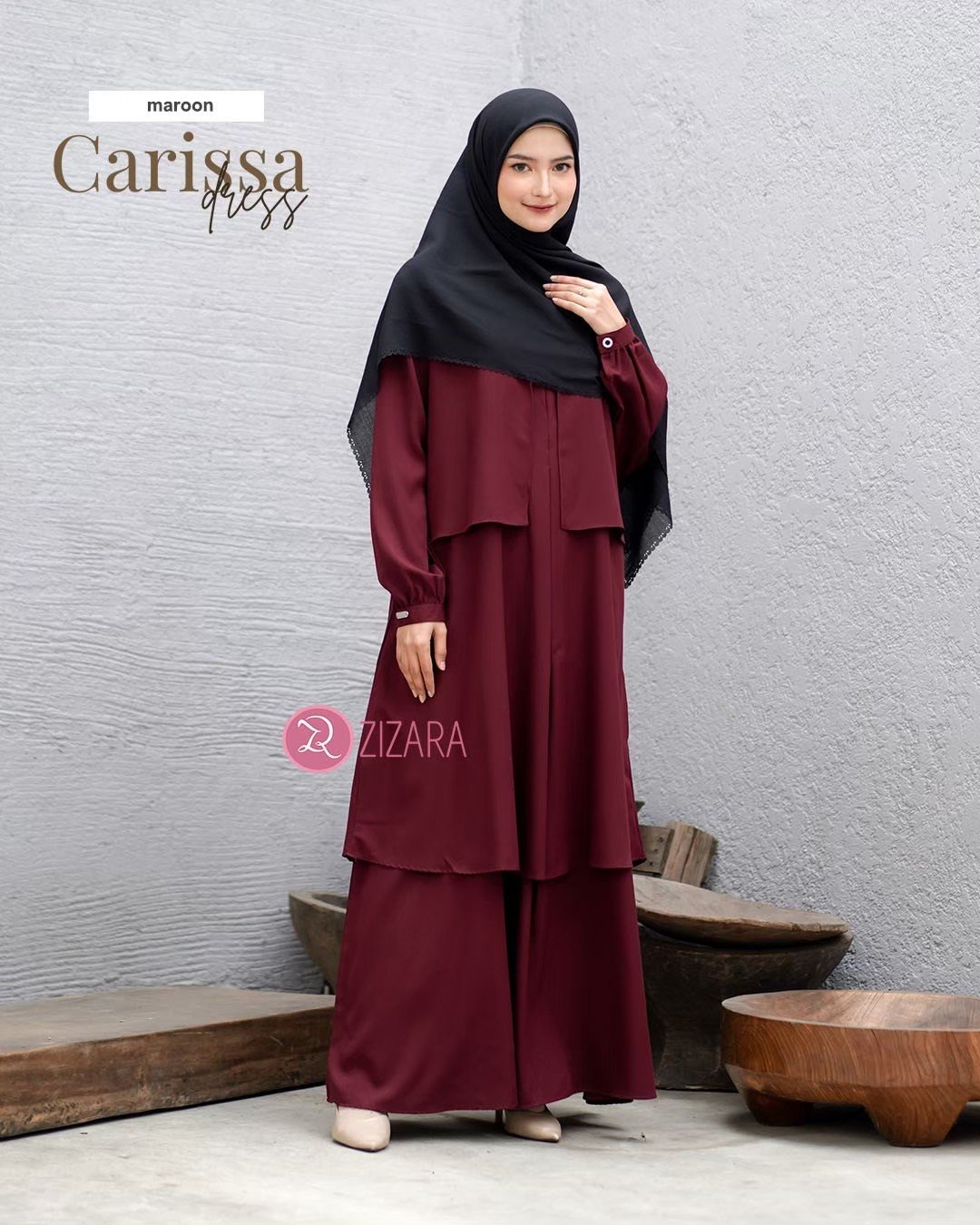 Zizara - Dress Carissa Maroon thumb 2