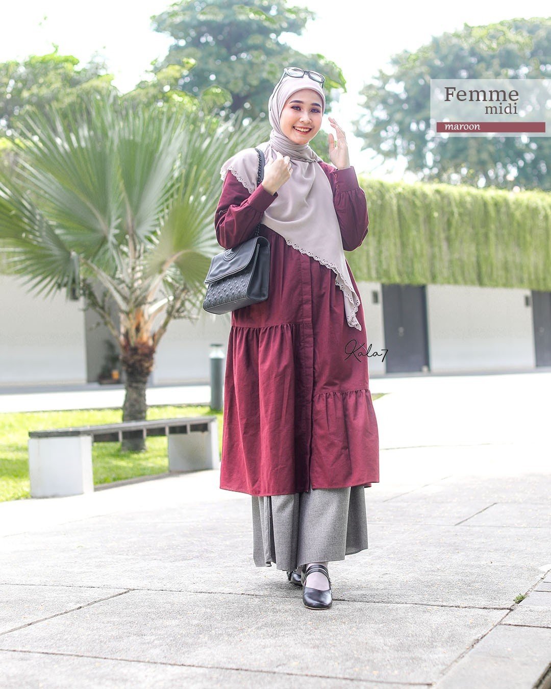 Zizara - Femme Midi Dress Maroon thumb 2