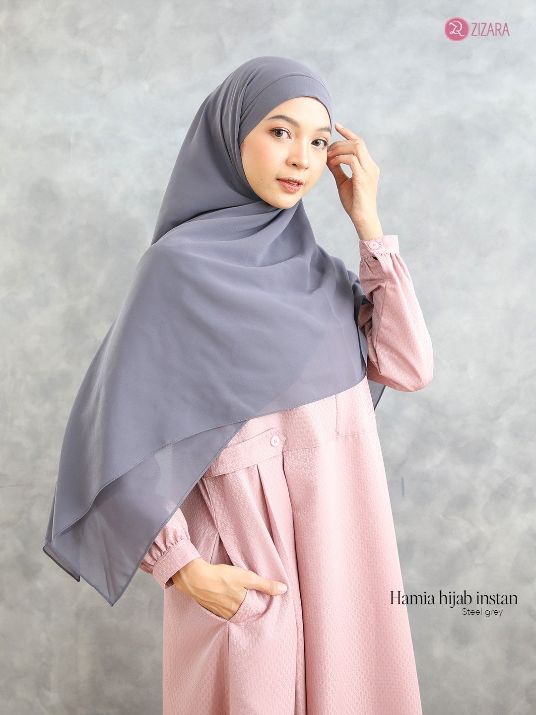 Zizara - Hamia Hijab Instant Steel Grey thumb 2