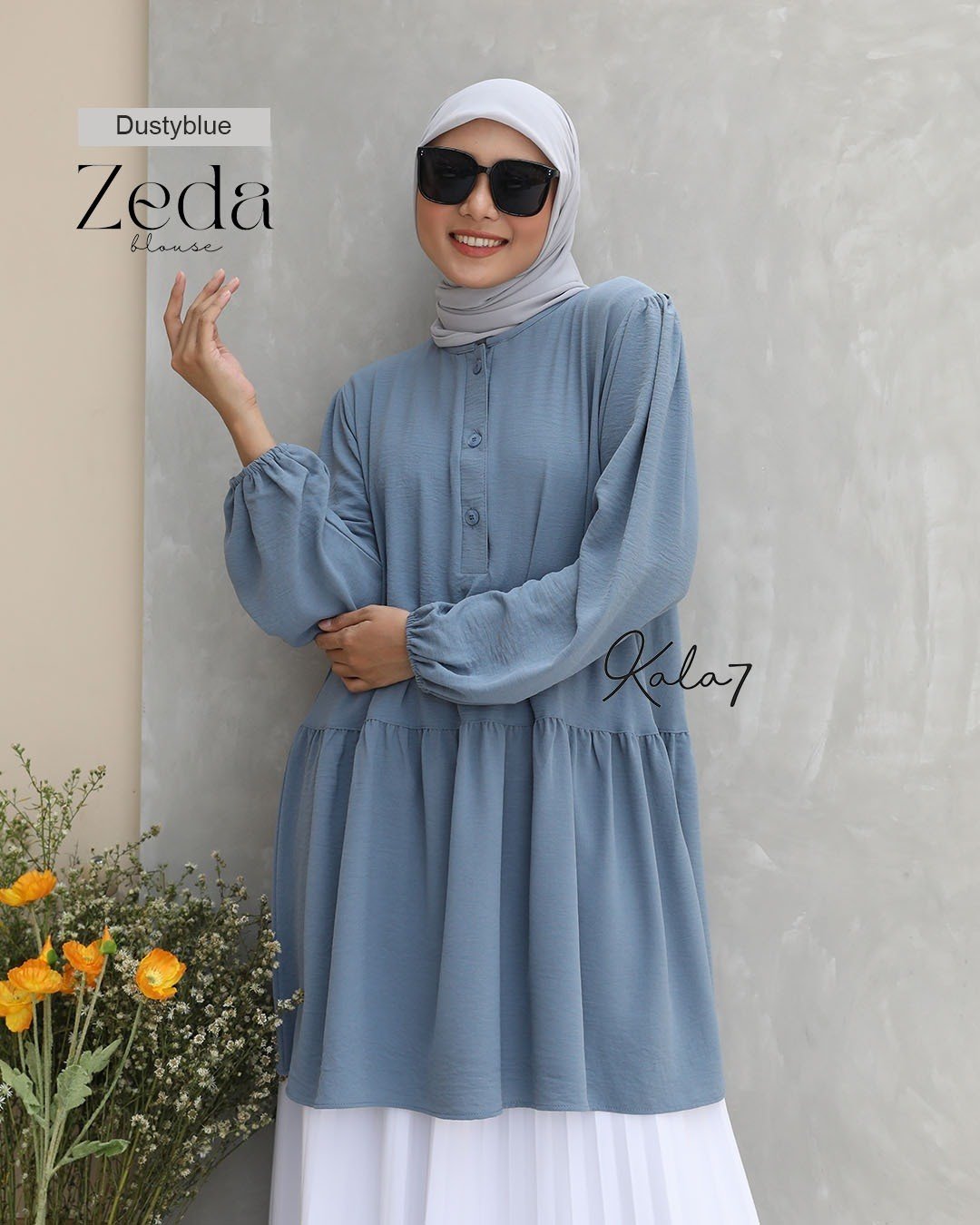 Zizara - Blouse Zeda Dusty Blue thumb 2