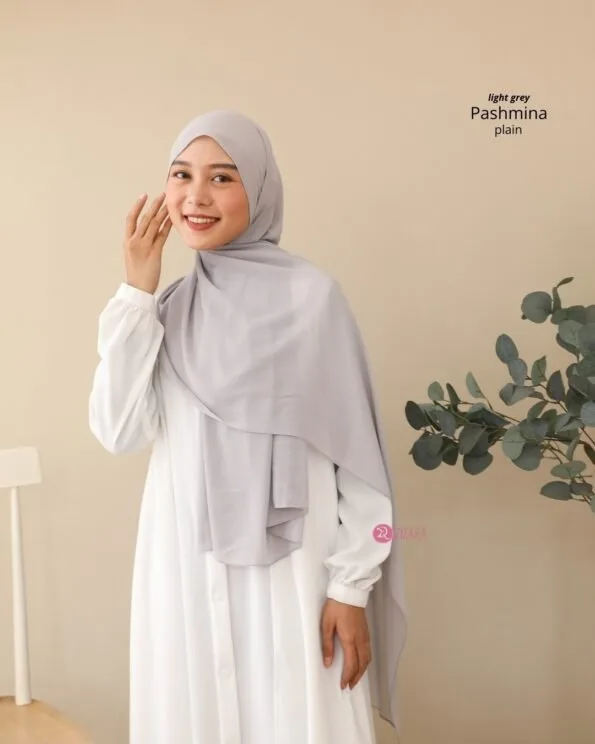 Zizara - Plain Pashmina Light Grey