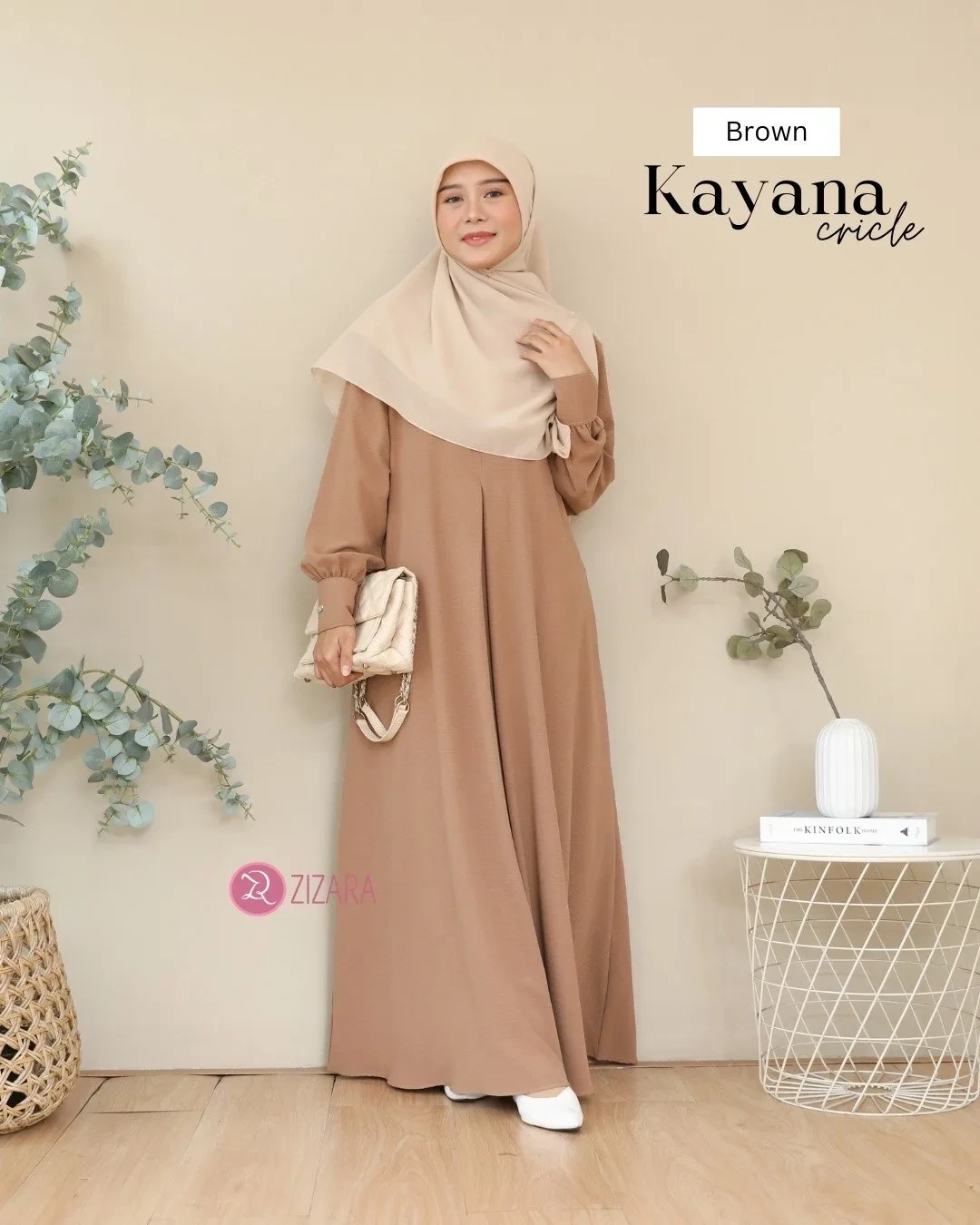 Zizara - Dress Kayana Crinkle Brown thumb 2
