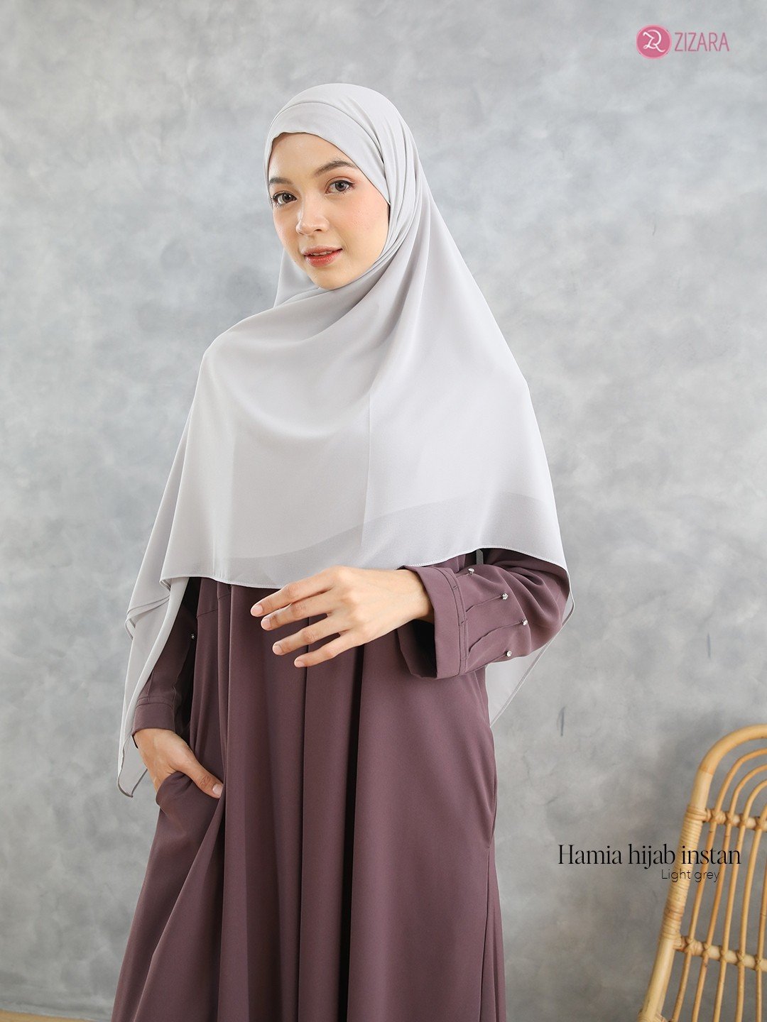Zizara - Hamia Hijab Instant Light Grey thumb 2